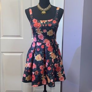 Black floral cocktail dress